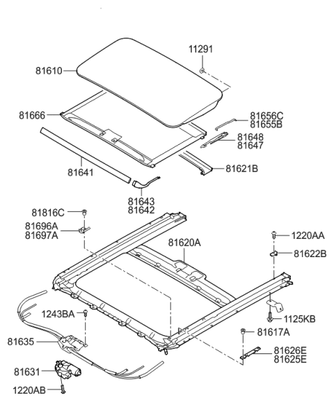 2009 Hyundai Tucson Motor Assembly-Sunroof Diagram for 816312L200