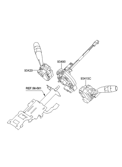 2010 Hyundai Tucson Switch Assembly-Lighting & Turn Signal Diagram for 934102L201