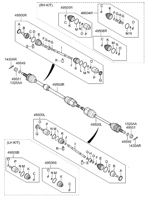 2009 Hyundai Tucson Shaft Assembly-Drive, RH Diagram for 495002L110