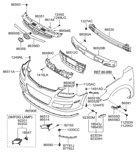2009 Hyundai Tucson  Bulb Diagram for 1864305009L