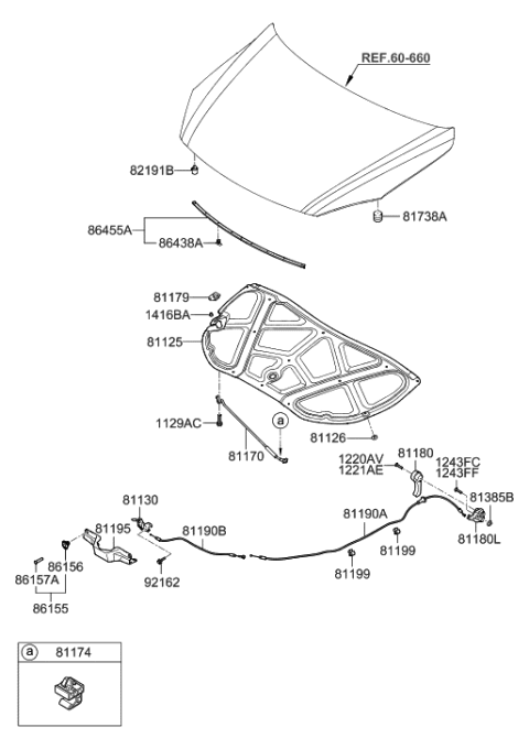 2010 Hyundai Tucson Clip-Hood/Trunk Lid Diagram for 811742L000