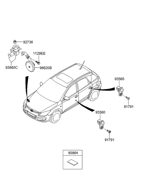 2008 Hyundai Tucson  Switch Assembly-Hood Diagram for 938802L000