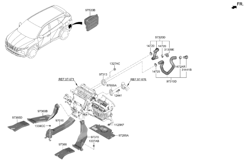 2001 Hyundai Elantra  Grille Assembly-Air Extractor, RH Diagram for 97535AA000