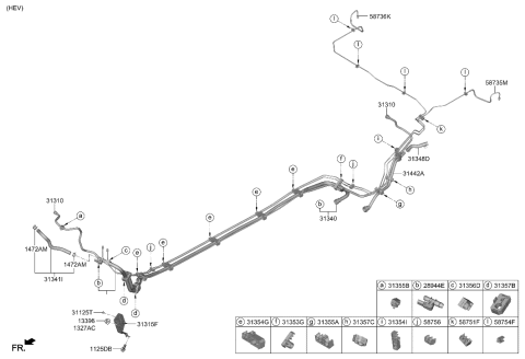 2001 Hyundai Elantra  HOLDER-FUEL TUBE Diagram for 31354P0100