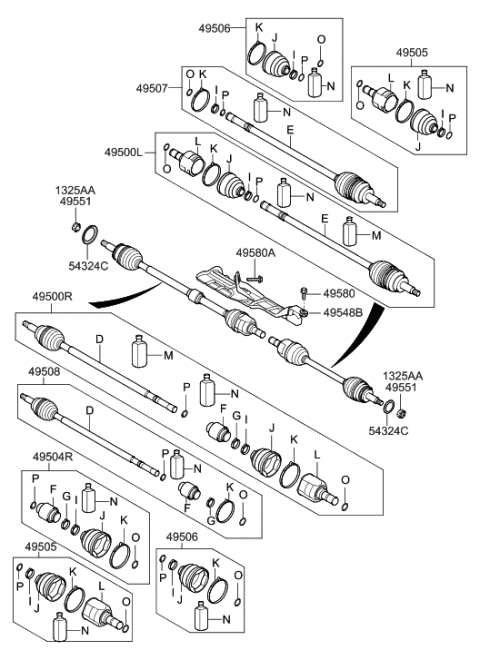 2022 Hyundai Veloster N  Shaft Assembly-Drive, RH Diagram for 495014R250