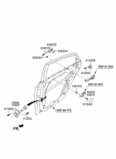 2021 Hyundai Veloster N  Checker Assembly-Rear Door, RH Diagram for 794903S000