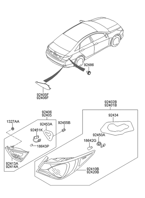 2023 Hyundai Tucson Lamp Assembly-Rear Combination Inside, RH Diagram for 924044R000