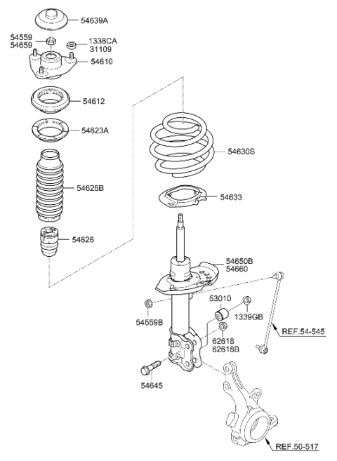 2021 Hyundai Veloster N  Front Suspension Strut Dust Cover Diagram for 546252T000