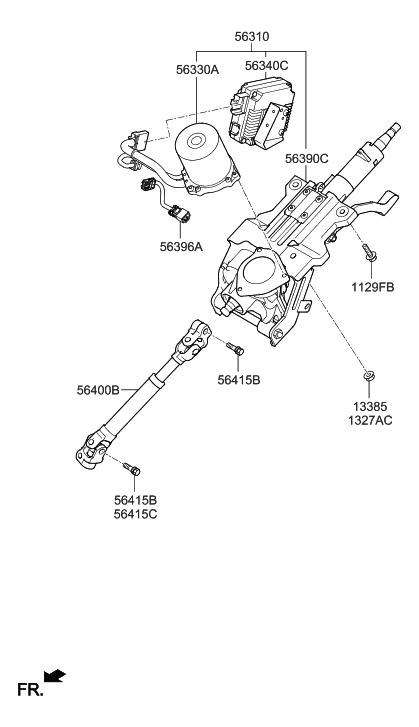 2021 Hyundai Veloster N Column & Housing Assembly Diagram for 563902T320