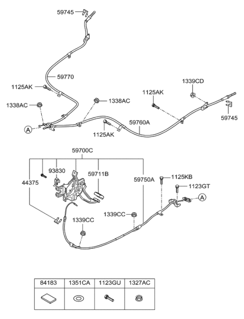 2022 Hyundai Veloster N  Cable Assembly-Parking Brake, RH Diagram for 597704R000