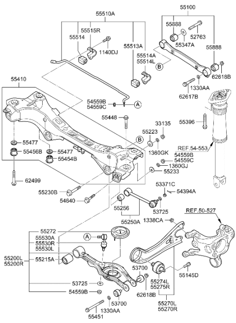 2023 Hyundai Tucson  Bushing-X/Member Rear Diagram for 554563V100