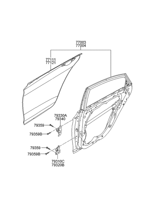 2023 Hyundai Tucson Panel Assembly-Rear Door, LH Diagram for 770034R000