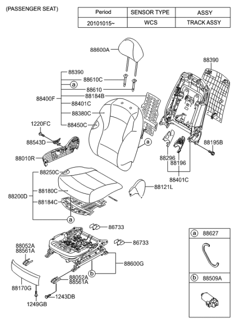 2023 Hyundai Tucson Front Passenge Side Seat Cushion Covering Diagram for 882604R100Y5S