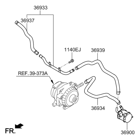 2023 Hyundai Tucson  Hose-Electronic Water Pump Inlet Diagram for 369373D000