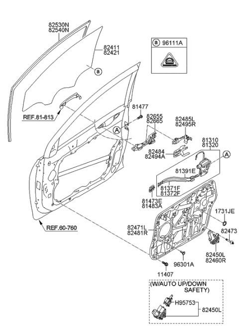 2023 Hyundai Venue  Front Left-Hand Door Module Panel Assembly Diagram for 824714R000