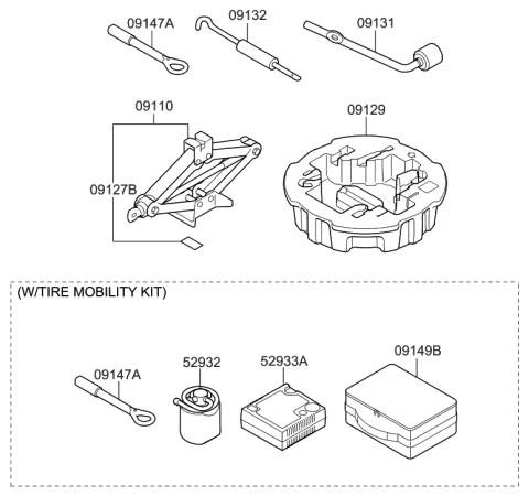 2023 Hyundai Tucson Jack Assembly Diagram for 091103S100