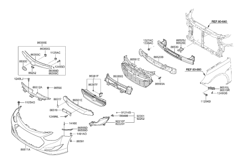 2023 Hyundai Tucson  Strip-Radiator Grille Diagram for 863573S000