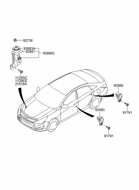 2023 Hyundai Venue Bracket-Hood Switch Diagram for 938823S000