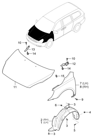 2013 Hyundai Tucson  Panel Assembly-Hood Diagram for 664004J010
