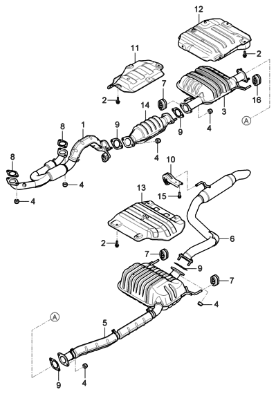 2013 Hyundai Tucson Center Muffler Assembly Diagram for 286504D100