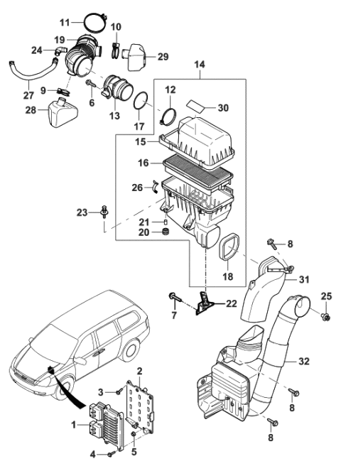 2013 Hyundai Tucson  Hose-Air Intake Diagram for 281384D200