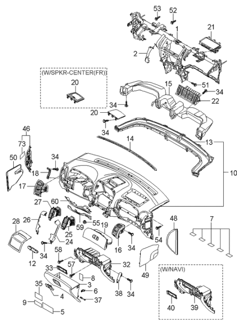 2013 Hyundai Tucson  Cover Assembly-Crash Pad Side Mounting, RH Diagram for 847874D000VA