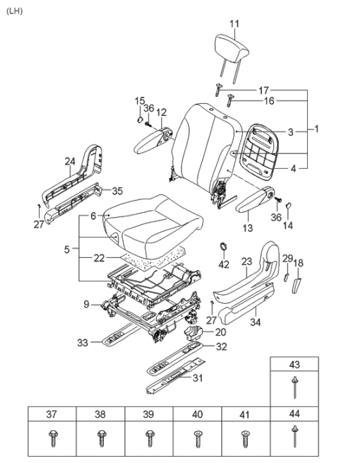 2013 Hyundai Tucson  Cushion Trim Assembly, Rear, Left Diagram for 891604J110CS6
