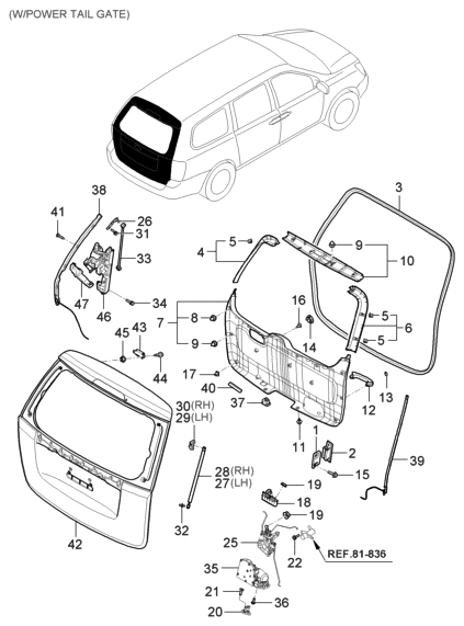 2013 Hyundai Tucson  Ball Joint-Hood Lifter Diagram for 8116338000