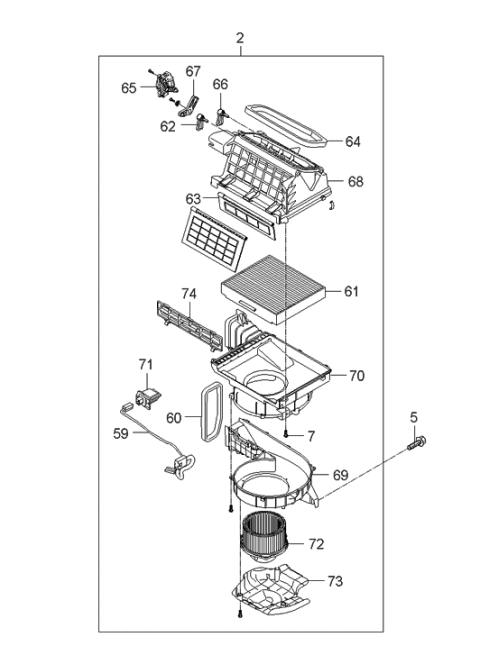 2013 Hyundai Tucson Ac Cabin Air Filter Diagram for 971332D000