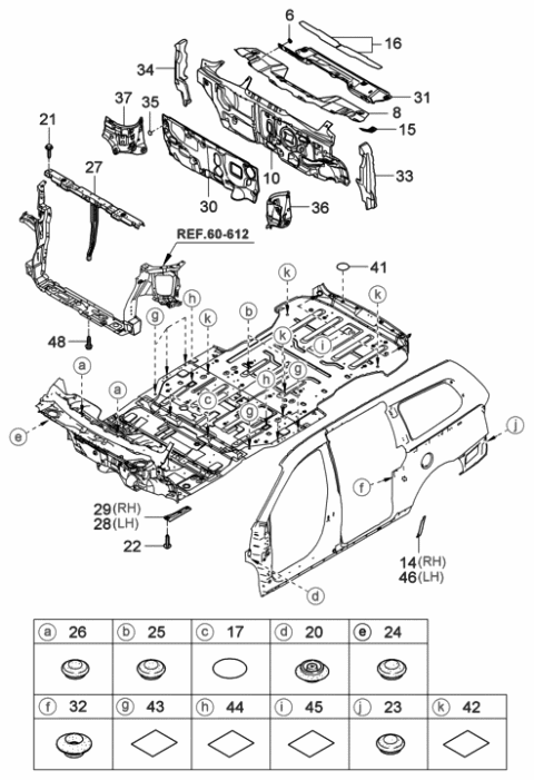 2013 Hyundai Tucson  Cap Nut-Flange Diagram for 0K95A68615