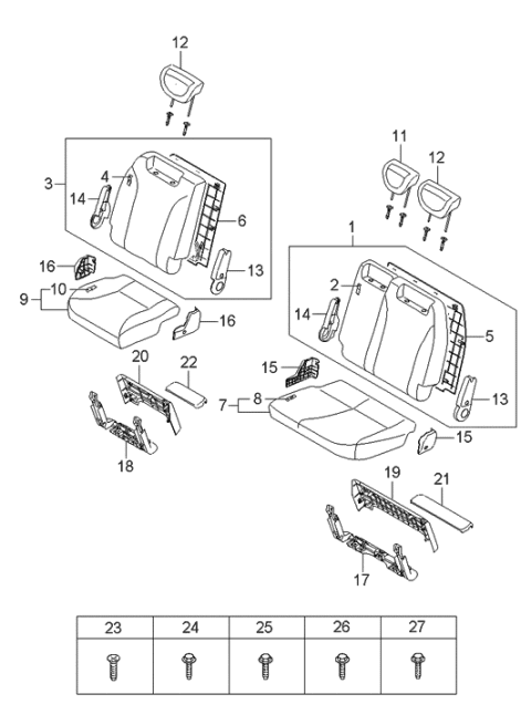 2013 Hyundai Tucson  Leg Assembly-3RD, LH Diagram for 895704D010CS