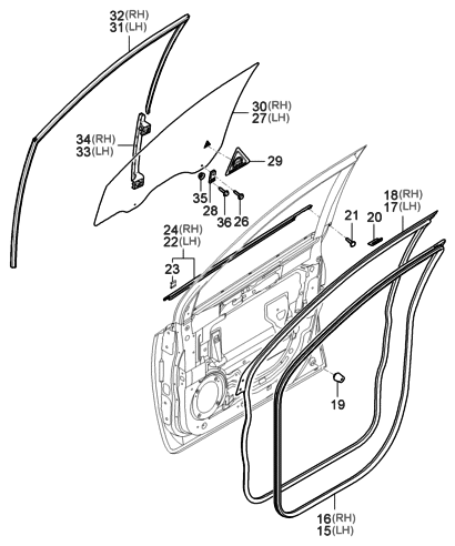 2013 Hyundai Tucson  Clip-Door Opening Weatherstrip Fixing Diagram for 821343E000