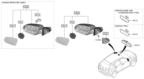 2020 Hyundai Elantra  Lamp Assembly-Outside Mirror, LH Diagram for 87614J9000