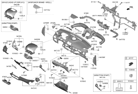 2021 Hyundai Genesis GV80  Panel Assembly-Crash Pad Upper Passenger Side Diagram for 84760J9100UY1