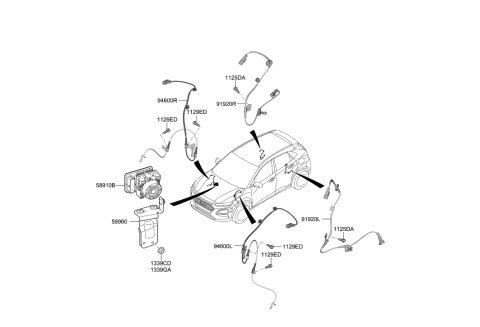 2017 Hyundai Sonata Hybrid Hydraulic Abs Module Diagram for 58910J9000