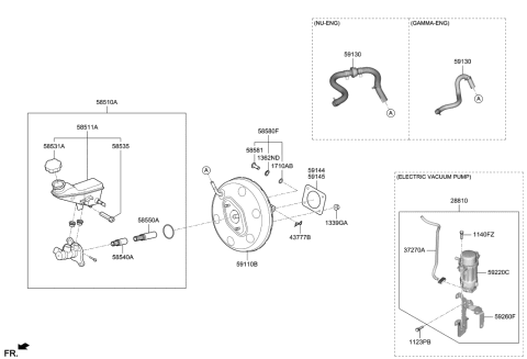 2017 Hyundai Sonata Hybrid  Reservoir-Master Cylinder Diagram for 58511J9000
