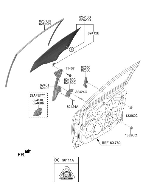 2020 Hyundai Elantra  Motor Assembly-Power Window Regulator Rear, LH Diagram for 82450J9000