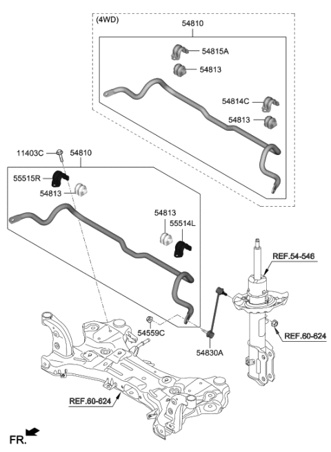 2021 Hyundai Genesis GV80 Link Assembly-Front Stabilizer Diagram for 54830J9000
