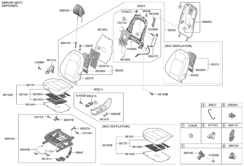 2017 Hyundai Sonata Hybrid  Front Left-Hand Seat Back Covering Assembly Diagram for 88360J9110SNF