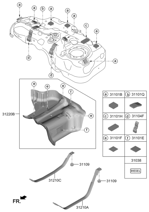 2020 Hyundai Elantra  Protector-Fuel Tank Diagram for 31220J9000