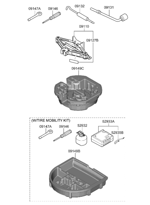 2021 Hyundai Genesis GV80  Case-Mobility Kit Diagram for 09149J9900