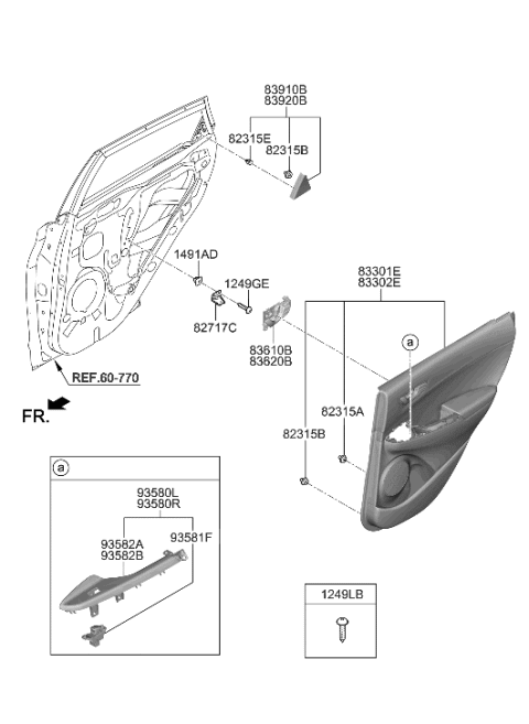 2020 Hyundai Elantra  Rear Interior Door Handle Assembly, Right Diagram for 83620J9000TRY