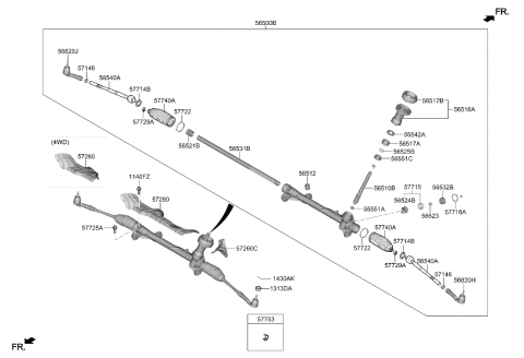 2020 Hyundai Elantra  Yoke Assembly-Rack Support Diagram for 57715F2100