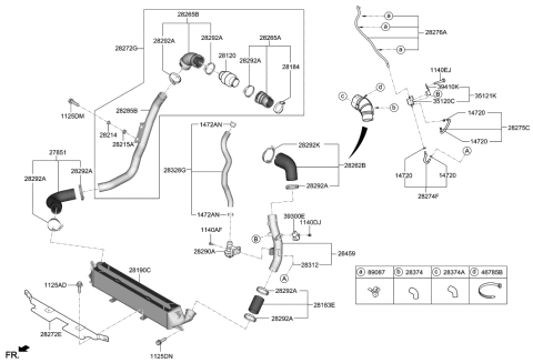 2017 Hyundai Sonata Hybrid  Pipe & Hose Assembly-Turbo Changer WATERFEED Diagram for 282502B760