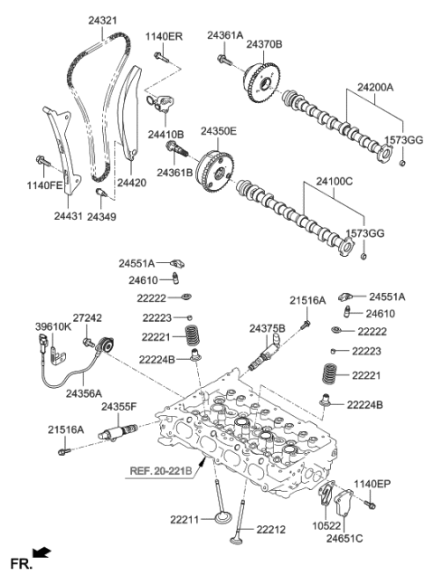 2020 Hyundai Elantra  Tappet Diagram for 222262B301