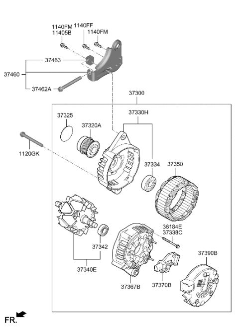 2021 Hyundai Genesis GV80  Pulley Assembly Diagram for 3732204630