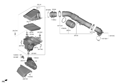 2000 Hyundai Elantra  HOSE-AIR INTAKE (B) Diagram for 28139P4400