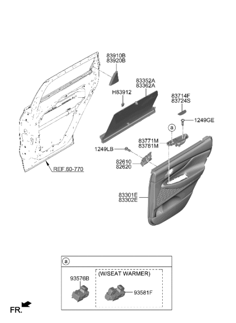 2000 Hyundai Elantra Support Assembly-RR Dr Pull HDL, LH Diagram for 83771S2000NNB