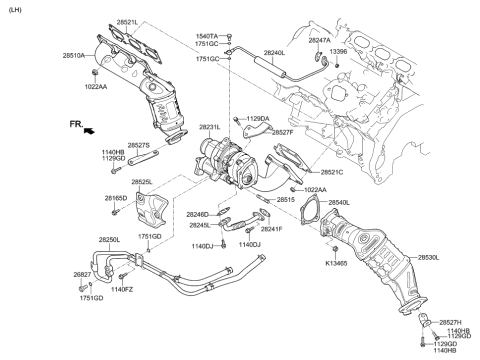2008 Hyundai Elantra Touring  Exhaust Manifold Catalytic Assembly, Left Diagram for 285103LAX0