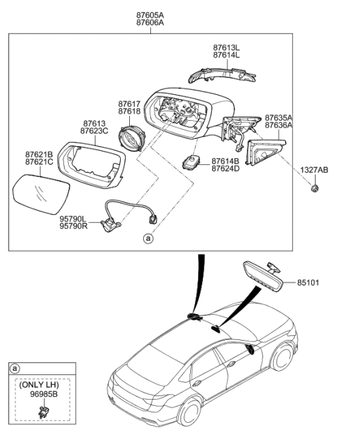 2008 Hyundai Elantra Touring  Actuator Assembly-Outside Mirror, LH Diagram for 87612B1500